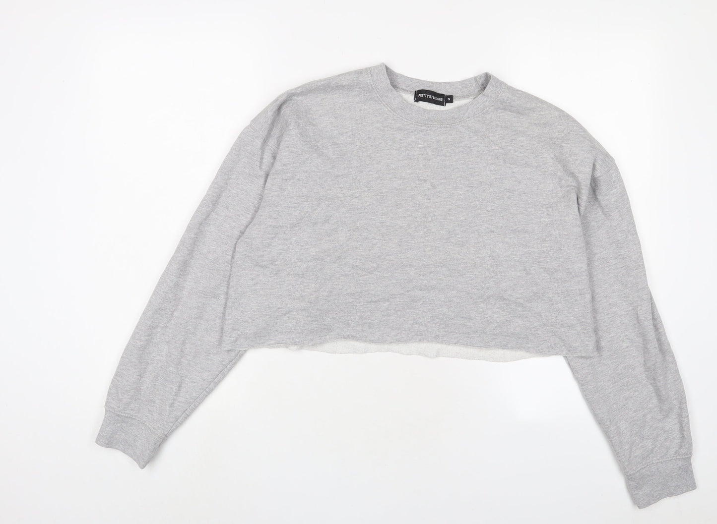PRETTYLITTLETHING Womens Grey Cotton Pullover Sweatshirt Size S Pullover