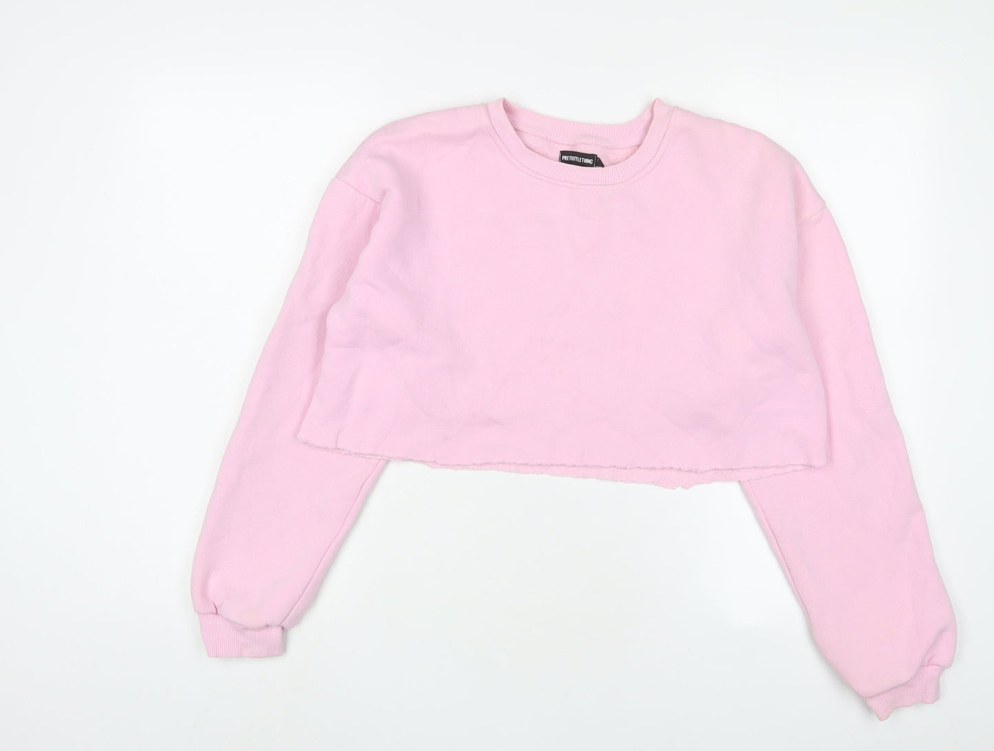 PRETTYLITTLETHING Womens Pink Cotton Pullover Sweatshirt Size S Pullover