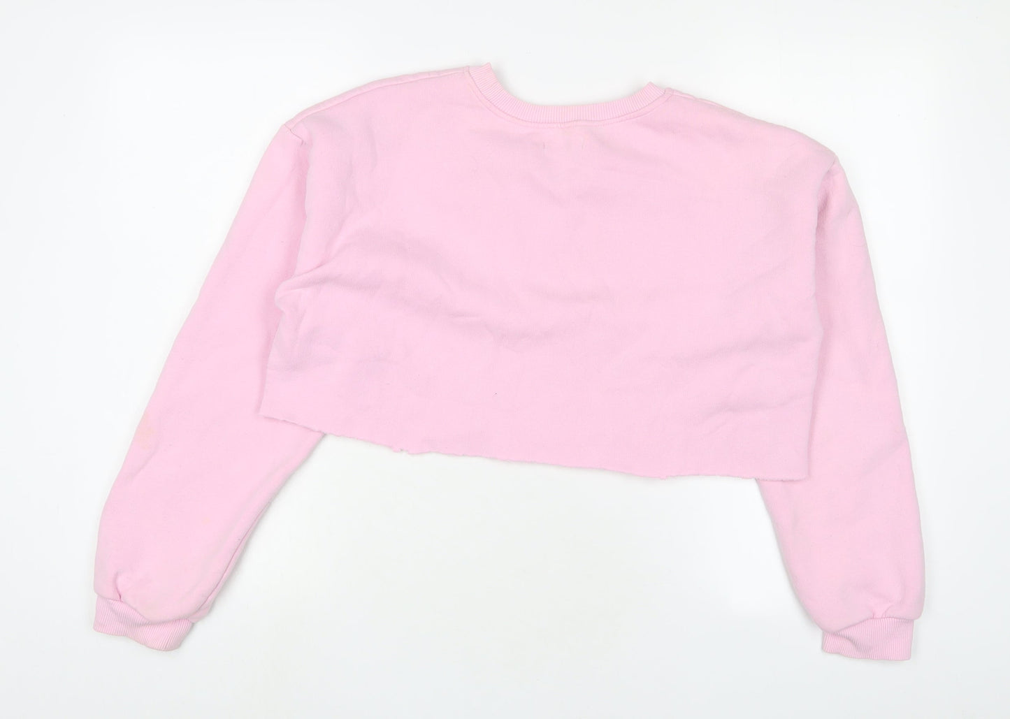PRETTYLITTLETHING Womens Pink Cotton Pullover Sweatshirt Size S Pullover