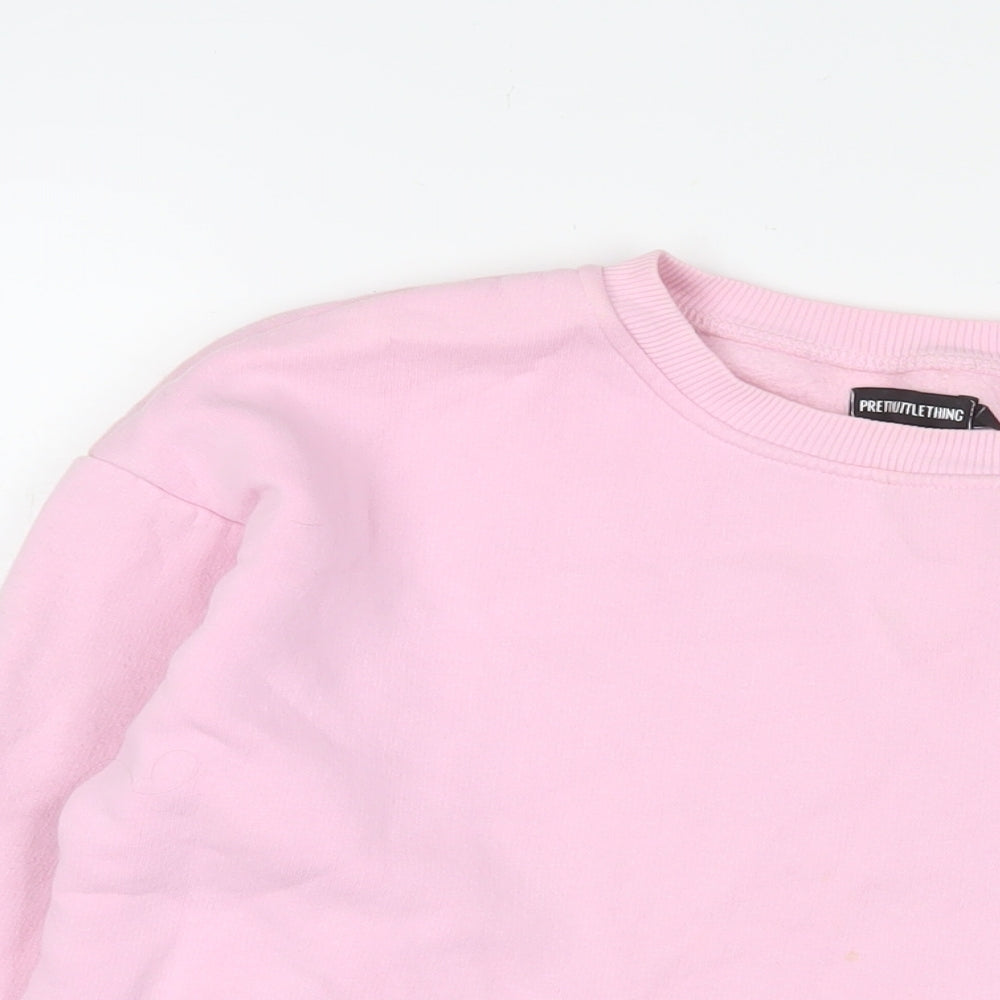 PRETTYLITTLETHING Womens Pink Cotton Pullover Sweatshirt Size S Pullover