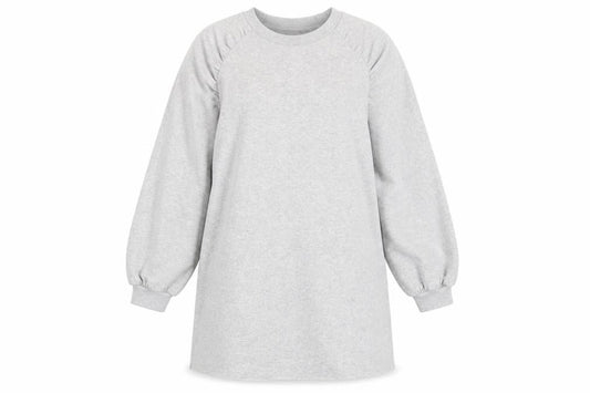 H&M Womens Grey Cotton Jumper Dress Size M Crew Neck Pullover