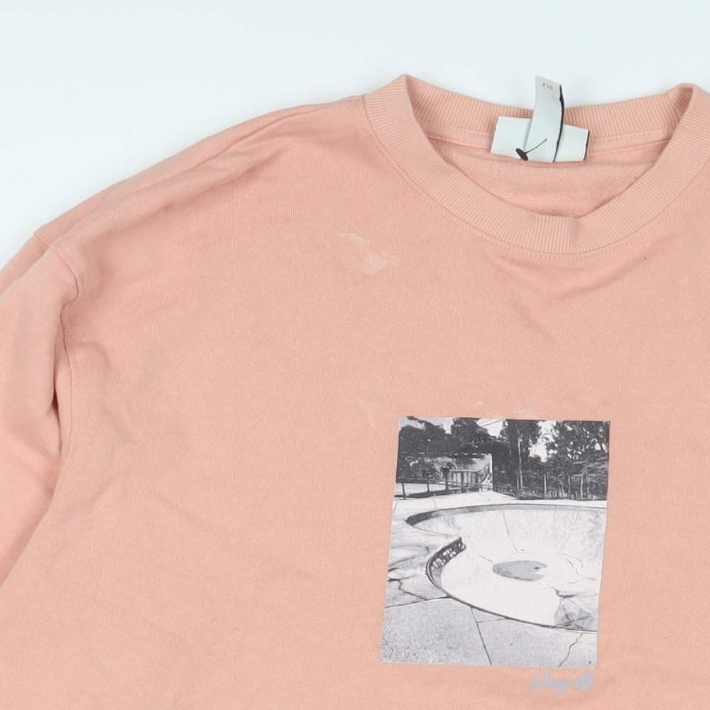H&M Mens Pink Cotton Pullover Sweatshirt Size S