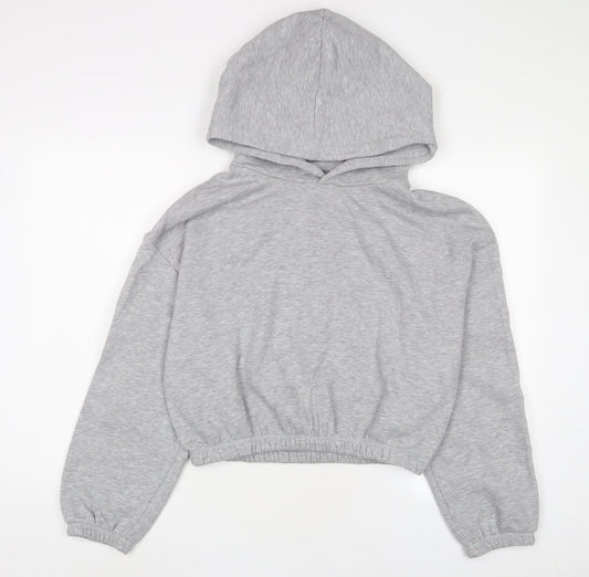 Zara Womens Grey Cotton Pullover Hoodie Size L Pullover