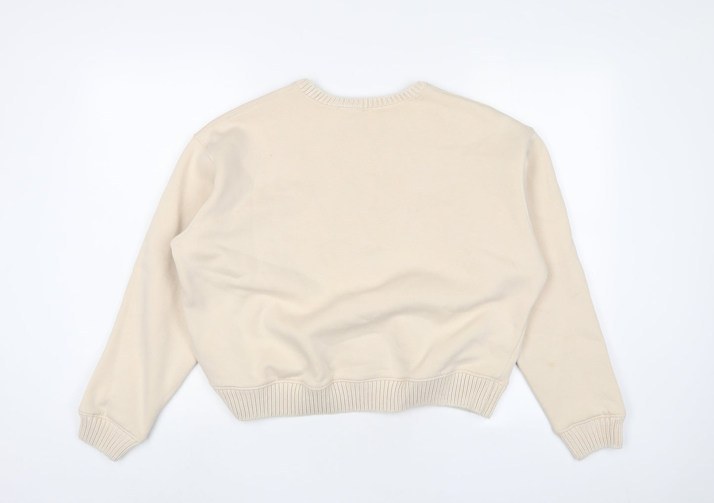 Zara Womens Beige Cotton Pullover Sweatshirt Size M Pullover