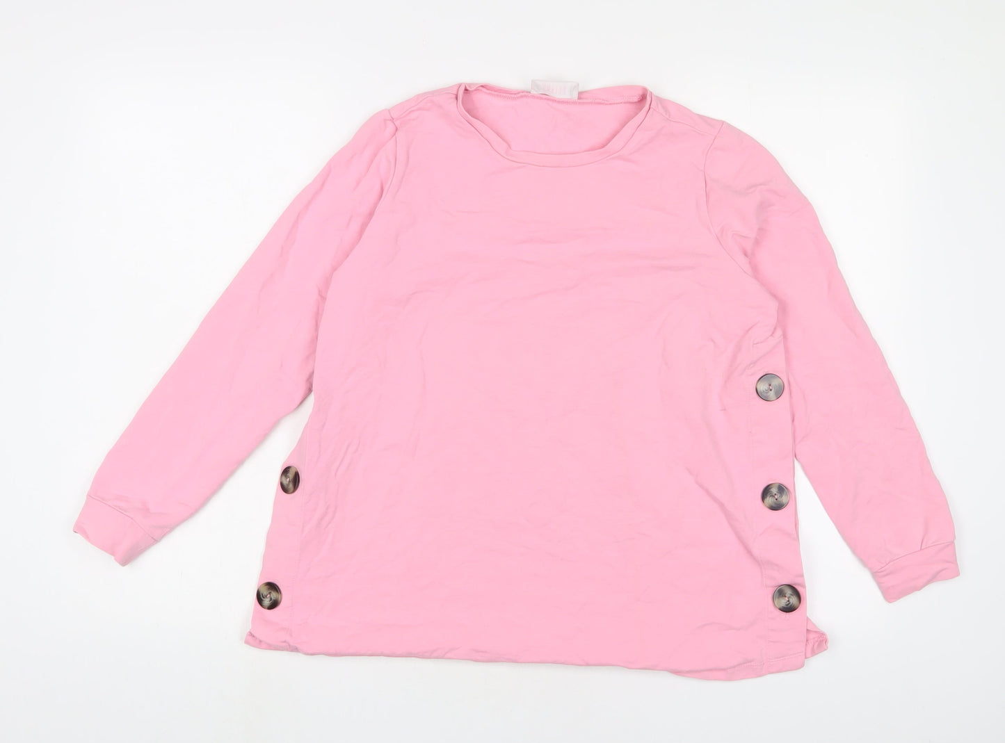 Savida Womens Pink Cotton Pullover Sweatshirt Size S Pullover - Buttons