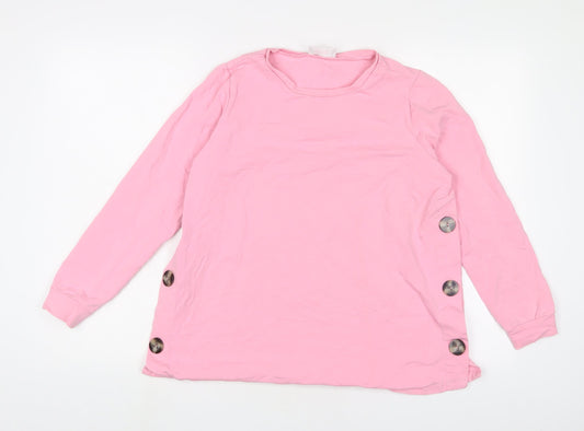 Savida Womens Pink Cotton Pullover Sweatshirt Size S Pullover - Buttons