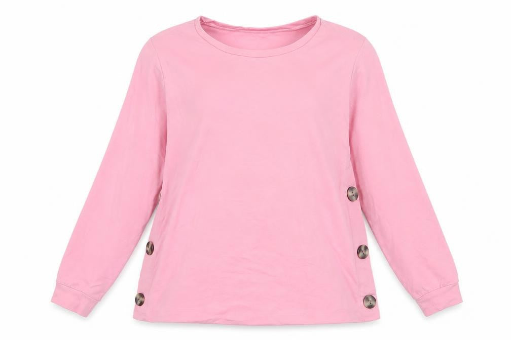 Savida Womens Pink Cotton Pullover Sweatshirt Size S Pullover - Buttons