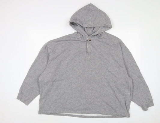ASOS Womens Grey Cotton Pullover Hoodie Size 2XL Button