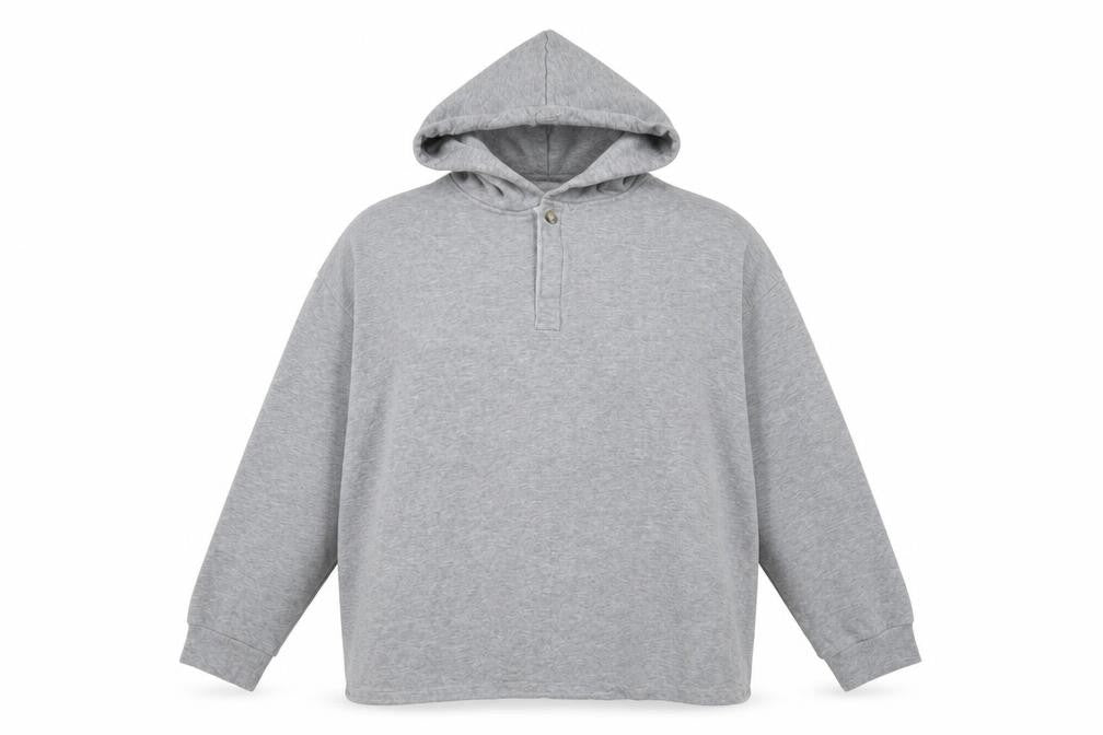 ASOS Womens Grey Cotton Pullover Hoodie Size 2XL Button