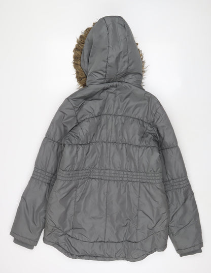 Next Womens Grey Parka Coat Size 12 Zip