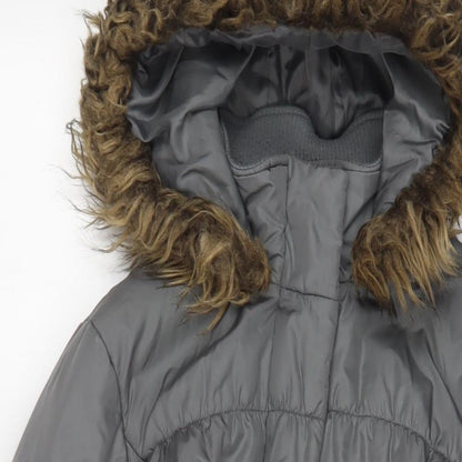Next Womens Grey Parka Coat Size 12 Zip