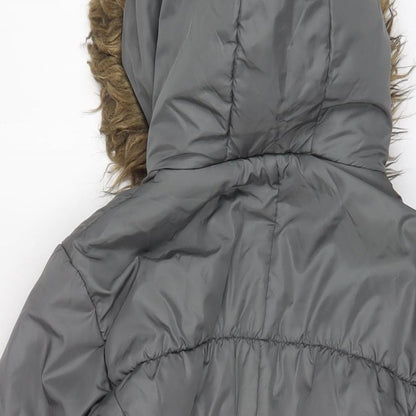 Next Womens Grey Parka Coat Size 12 Zip