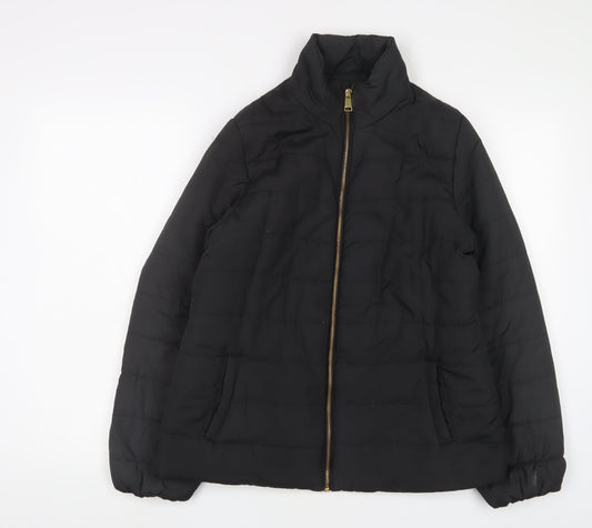 Capsule Womens Black Quilted Jacket Size 12 Zip