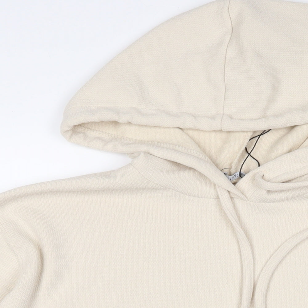 Zara Womens Beige Viscose Pullover Hoodie Size L Pullover