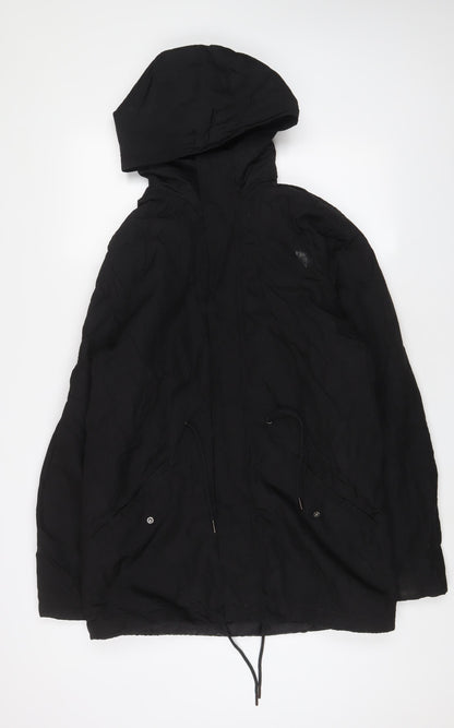 Additional front view of ASOS men’s black jacket coat, size M, zip