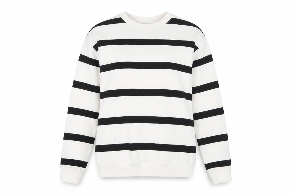 H&M Womens White Striped Cotton Pullover Sweatshirt Size XS Pullover