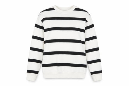 H&M Womens White Striped Cotton Pullover Sweatshirt Size XS Pullover