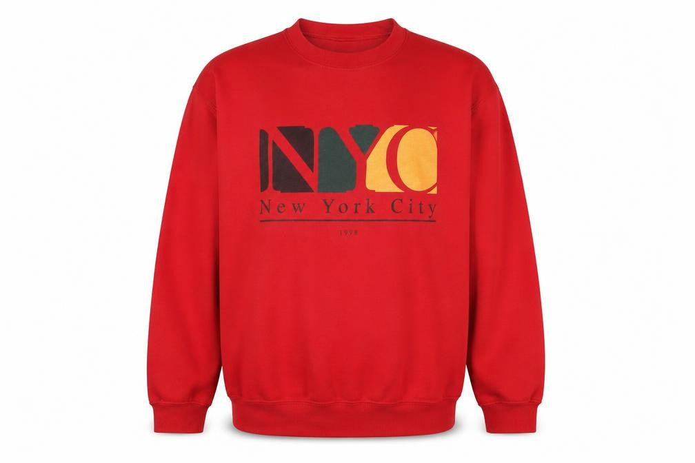 Boohoo Mens Red Cotton Pullover Sweatshirt Size S - New York