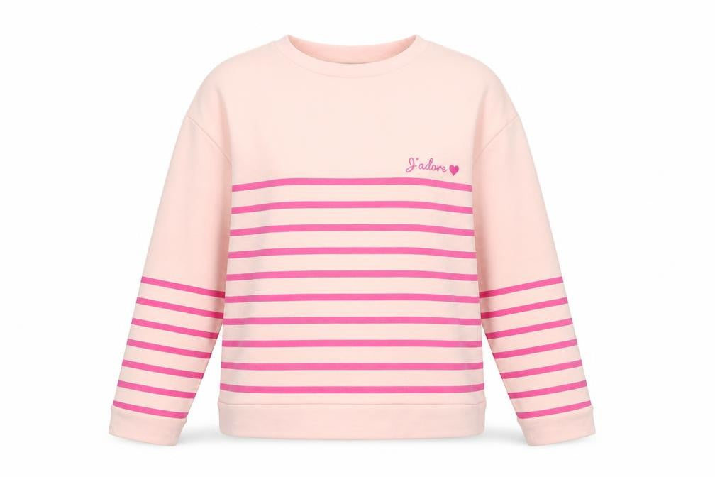 Lipsy Womens Pink Striped Cotton Pullover Sweatshirt Size M Pullover - J'adore