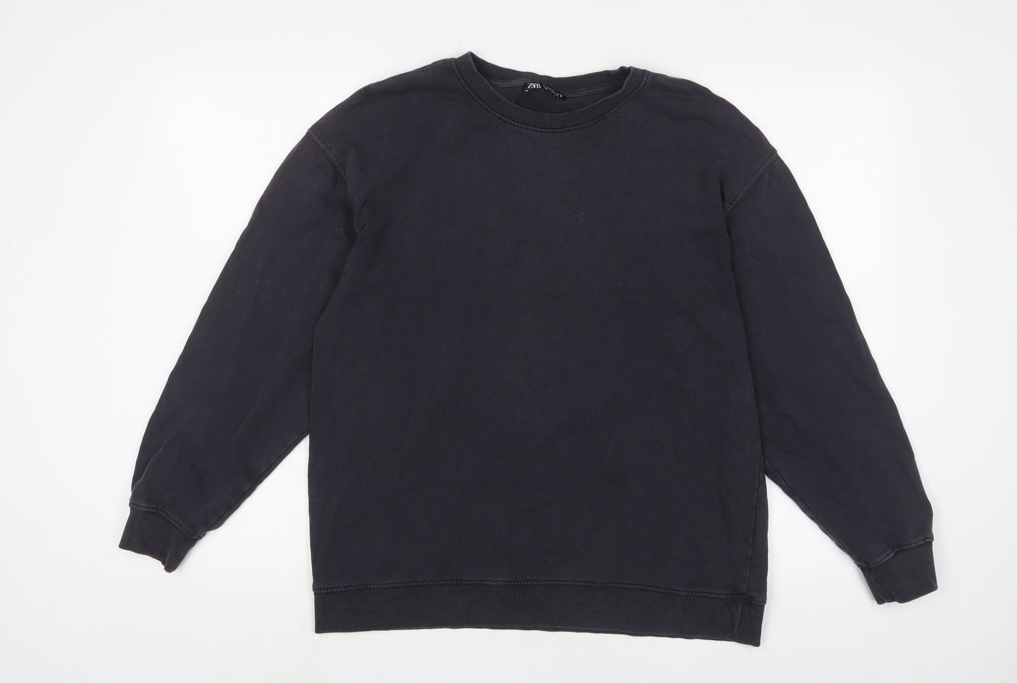 Zara Womens Blue Cotton Pullover Sweatshirt Size S Pullover