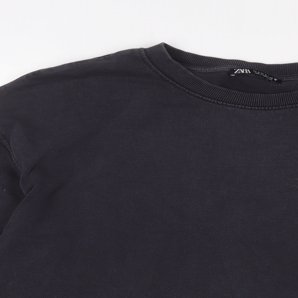 Zara Womens Blue Cotton Pullover Sweatshirt Size S Pullover