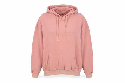Front view of h7m women’s pink cotton pullover hoodie, size L, pullover