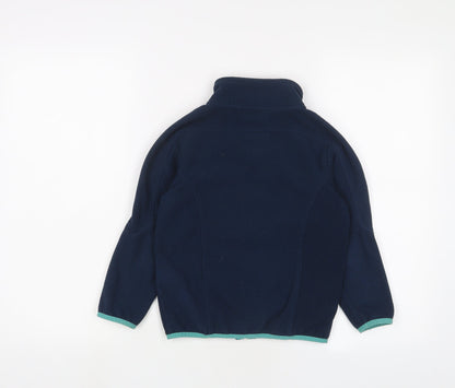 Back view of Harry Hall girls’ blue jacket, size 7-8, years zip - logo, embroidered