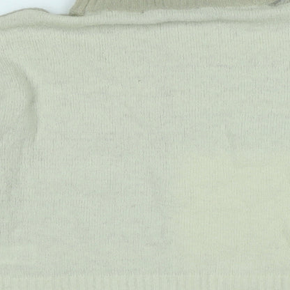 Brand and care label for French Connection women’s beige high neck acrylic jumper, size M