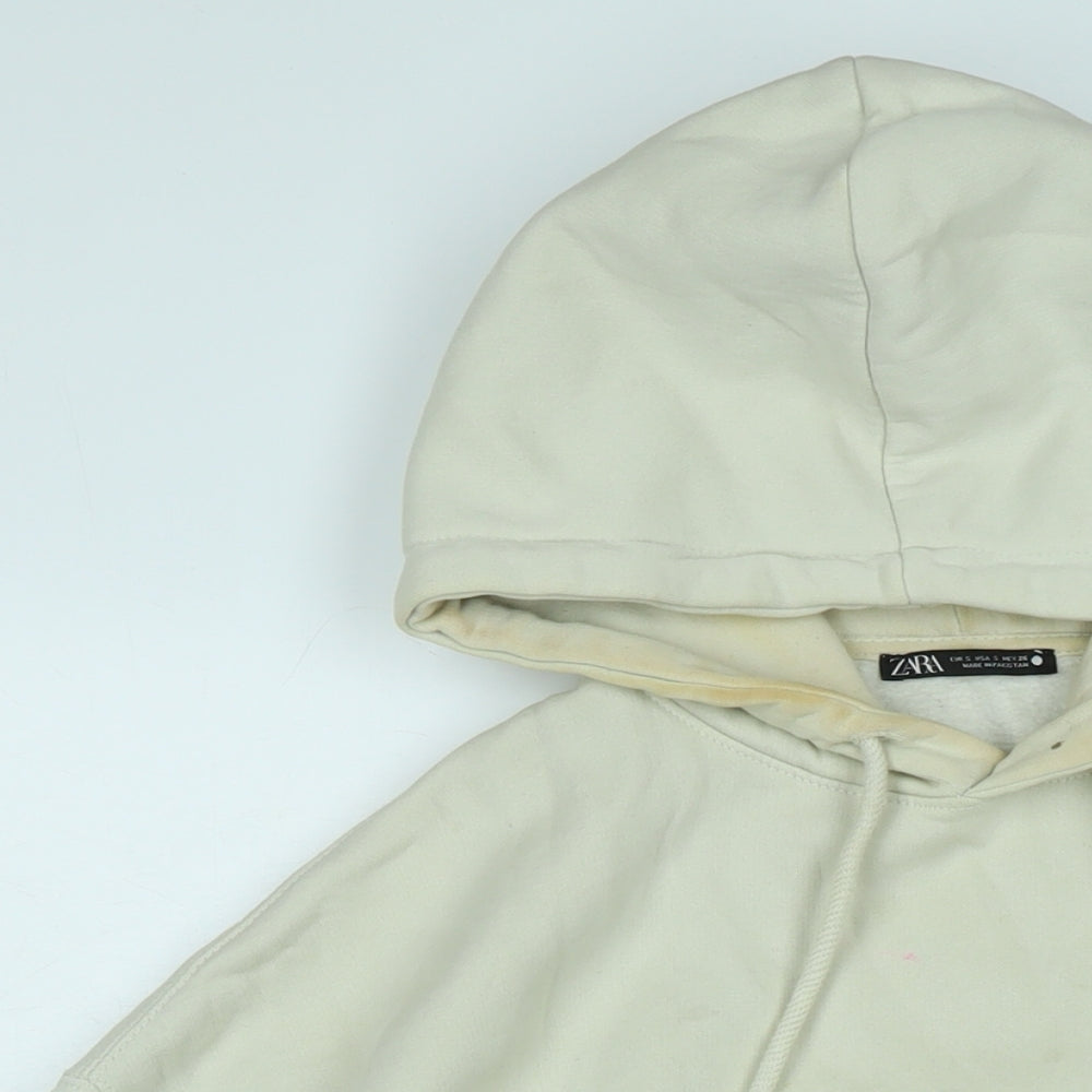 Zara Womens Beige Polyester Pullover Hoodie Size S