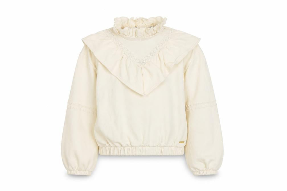 River Island Girls Beige Polyester Pullover Sweatshirt Size 9-10 Years Button