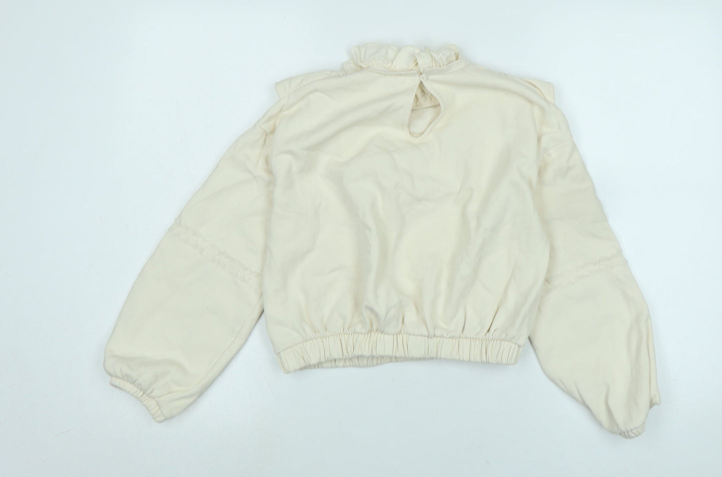 River Island Girls Beige Polyester Pullover Sweatshirt Size 9-10 Years Button
