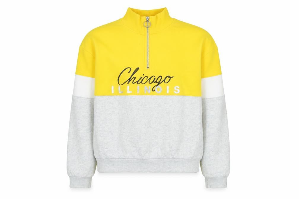 H&M Girls Yellow Polyester Pullover Sweatshirt Size 14 Years Zip