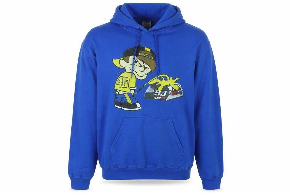 Gilden Mens Blue Cotton Pullover Hoodie Size M - The Doctor - 93 Marquez
