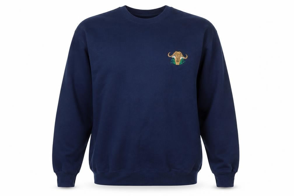 Haines Mens Blue Cotton Pullover Sweatshirt Size XL - Bull Logo