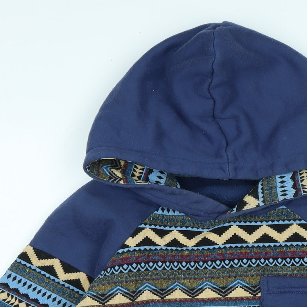 manslife Boys Blue Polyester Pullover Hoodie Size M