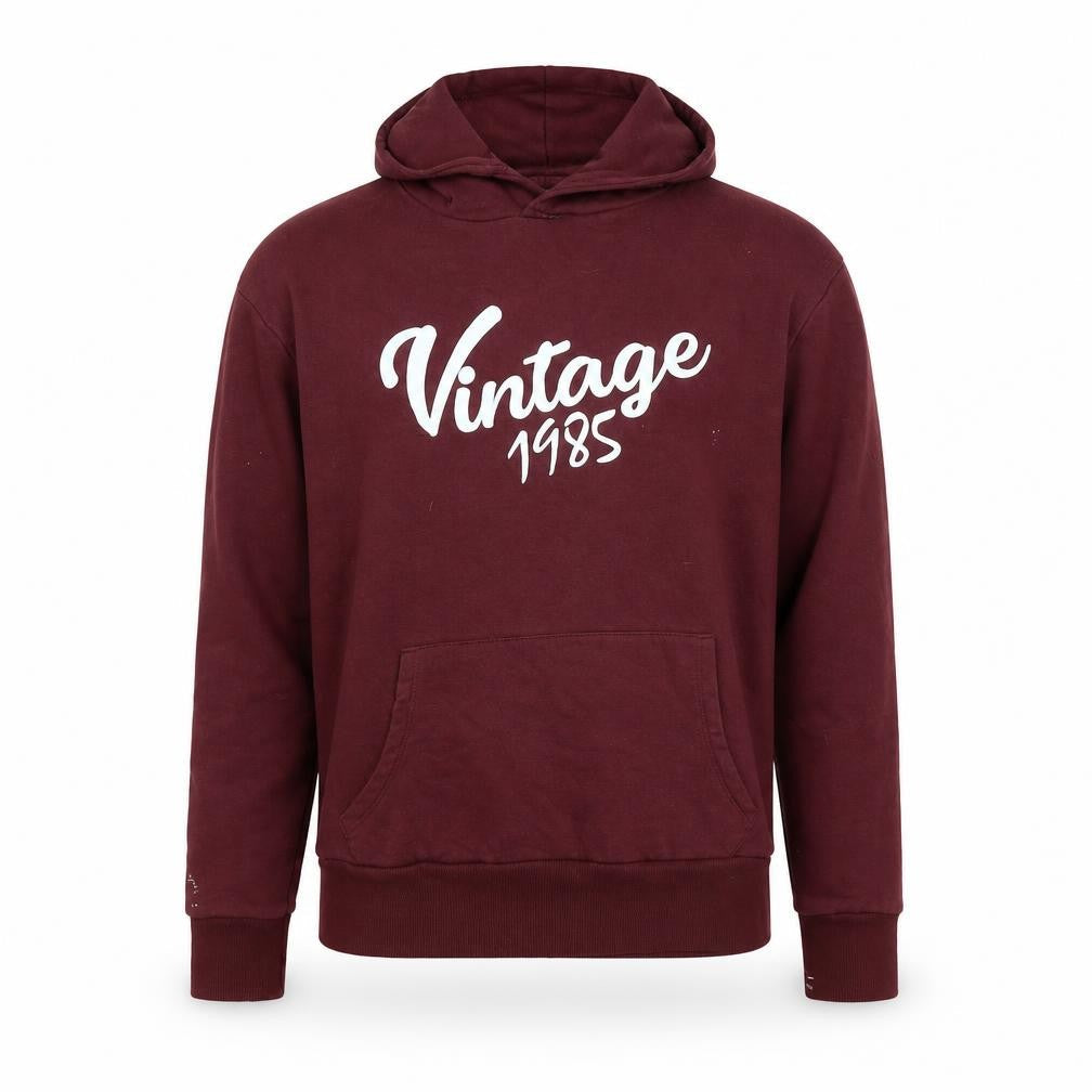 Vintage Mens Red Cotton Pullover Hoodie Size L - Vintage 1985