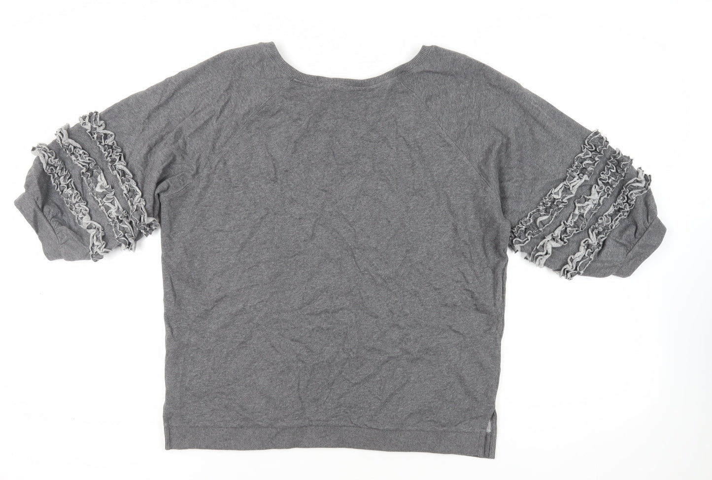 AND/OR Womens Grey Cotton Pullover Sweatshirt Size 12 Pullover - Ruffle Detail