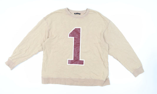 Zara Womens Beige Cotton Pullover Sweatshirt Size S Pullover