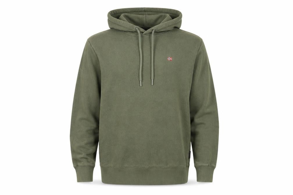 Napapuri Mens Green Cotton Pullover Hoodie Size M - Logo
