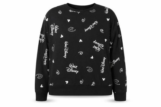 Disney Womens Black Geometric Polyester Pullover Sweatshirt Size 2XL Pullover - Logo Mickey Mouse