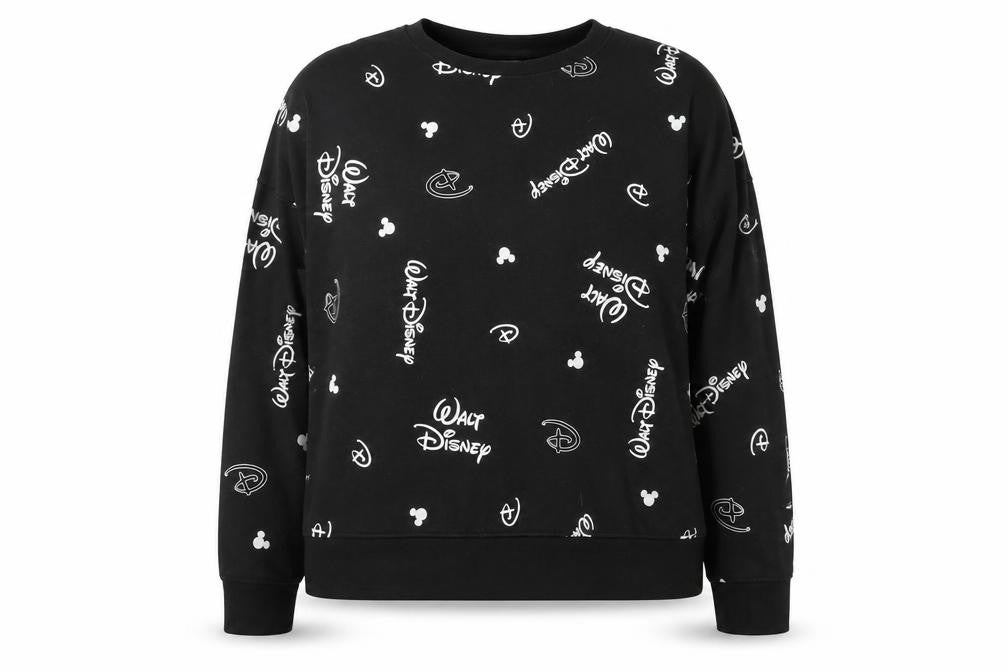 Disney Womens Black Geometric Polyester Pullover Sweatshirt Size 2XL Pullover - Logo Mickey Mouse