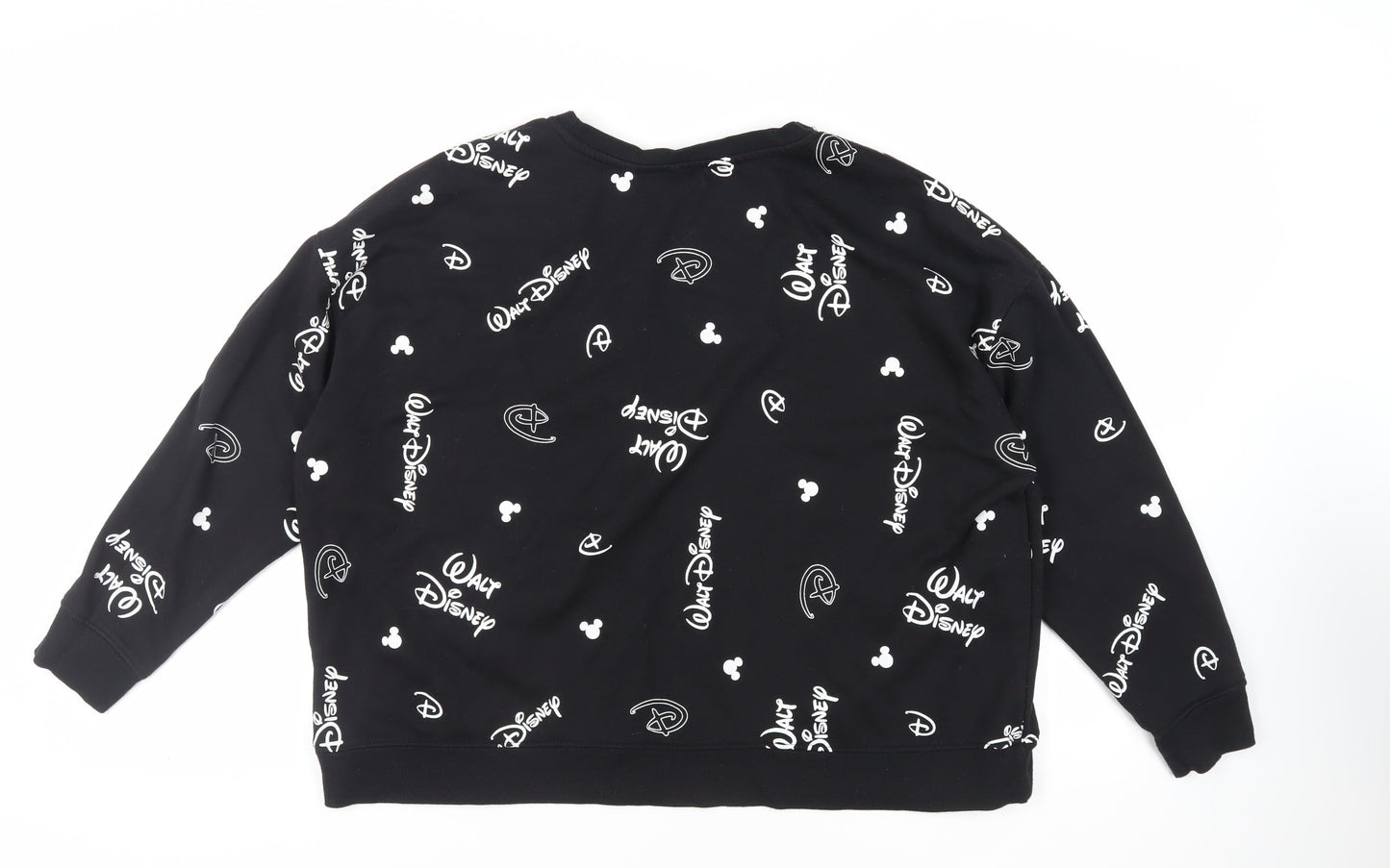 Disney Womens Black Geometric Polyester Pullover Sweatshirt Size 2XL Pullover - Logo Mickey Mouse