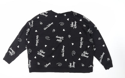 Disney Womens Black Geometric Polyester Pullover Sweatshirt Size 2XL Pullover - Logo Mickey Mouse