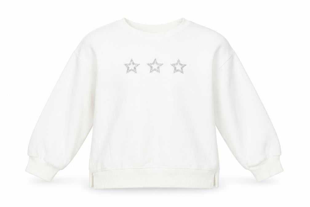 Mint Velvet Girls White Cotton Pullover Sweatshirt Size 7 Years Pullover - Stars