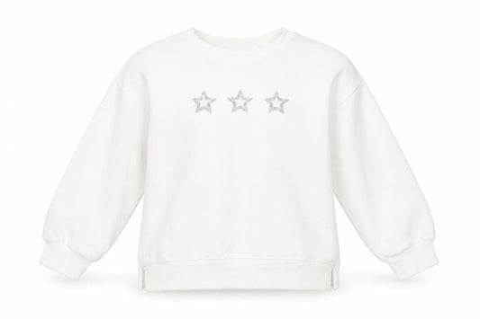 Mint Velvet Girls White Cotton Pullover Sweatshirt Size 7 Years Pullover - Stars