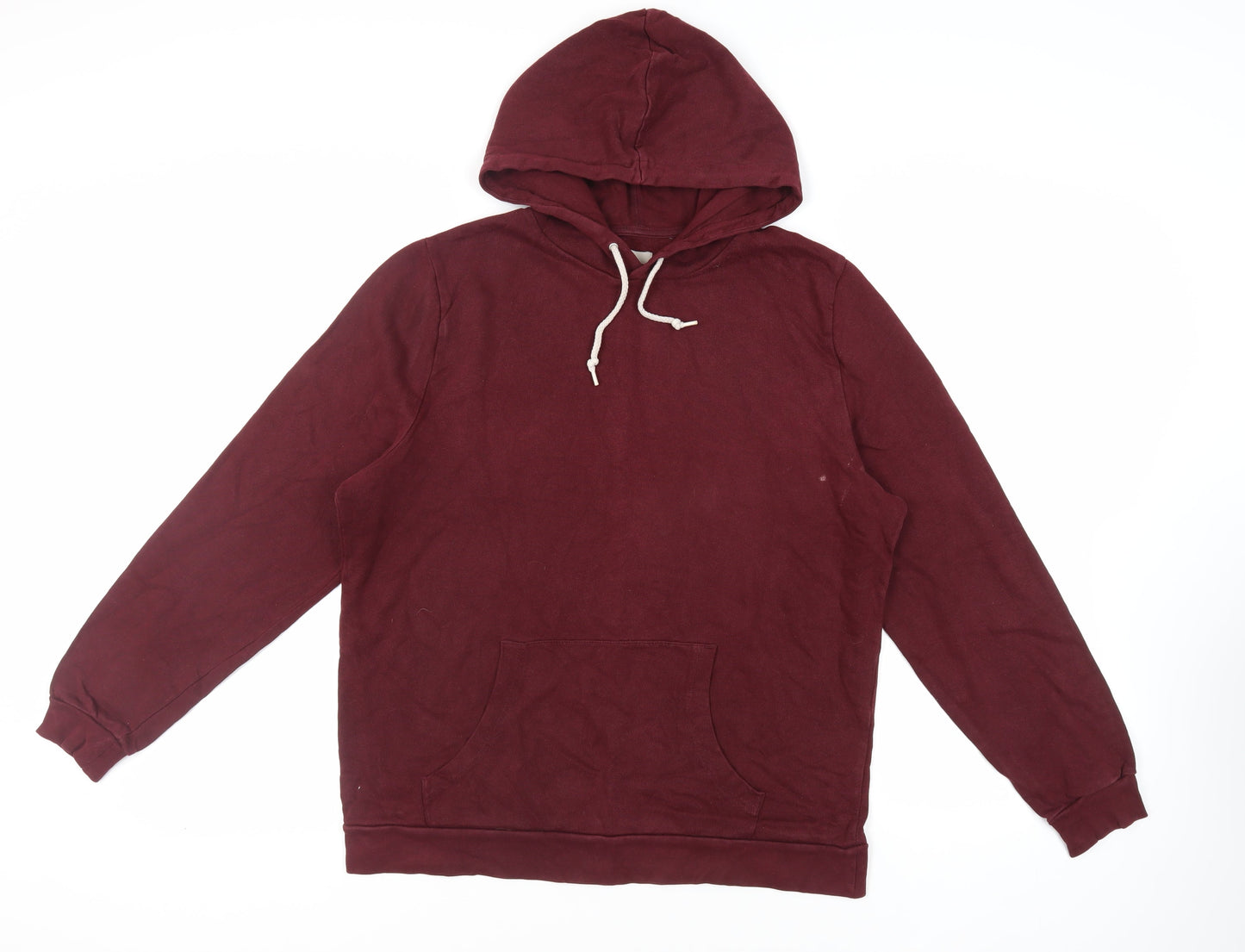 ASOS Mens Red Cotton Pullover Hoodie Size L - Pockets
