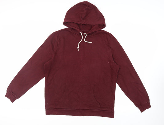 ASOS Mens Red Cotton Pullover Hoodie Size L - Pockets