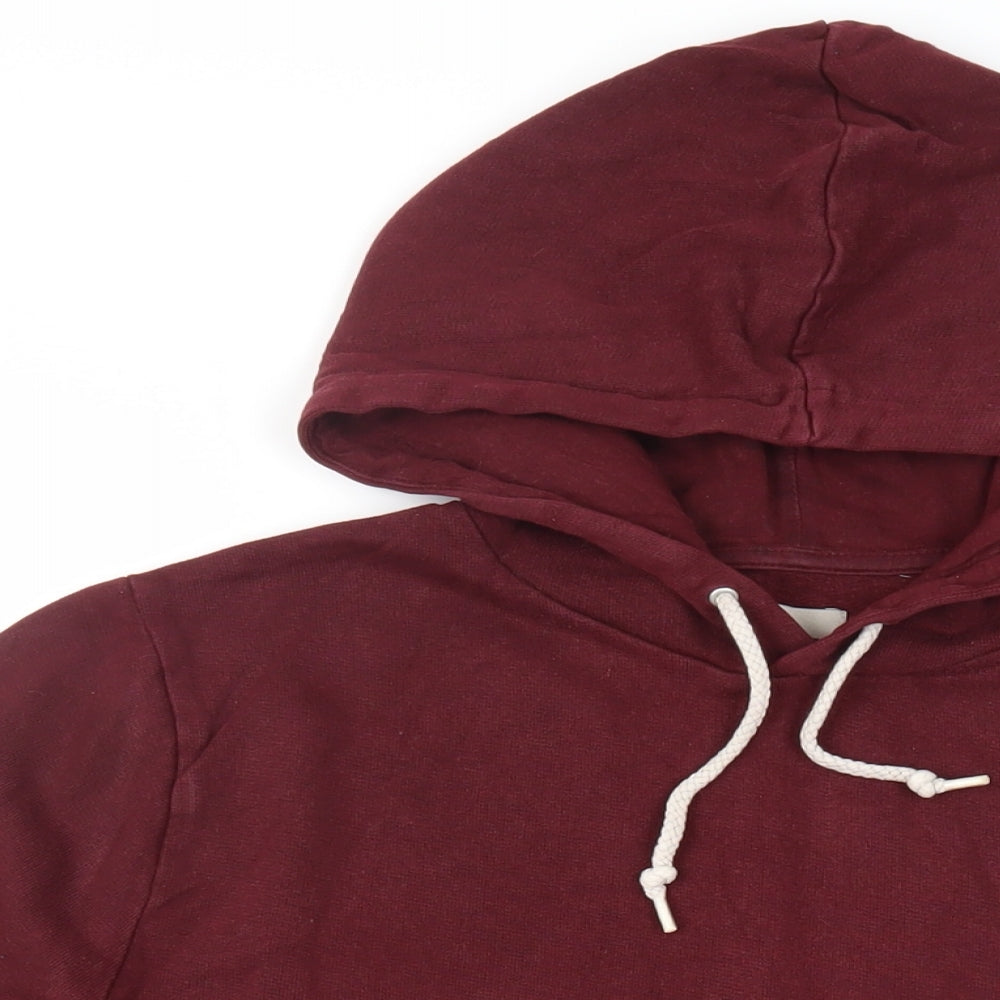 ASOS Mens Red Cotton Pullover Hoodie Size L - Pockets