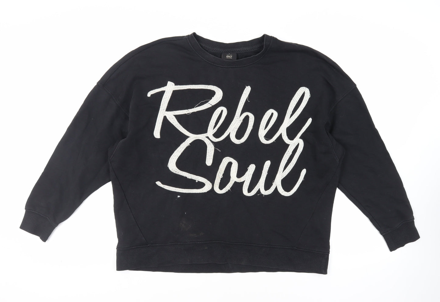 Only Womens Black Cotton Pullover Sweatshirt Size L Pullover - Rebel Soul