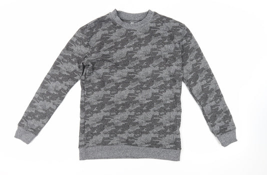 Marks and Spencer Boys Grey Camouflage Cotton Pullover Sweatshirt Size 13-14 Years Pullover